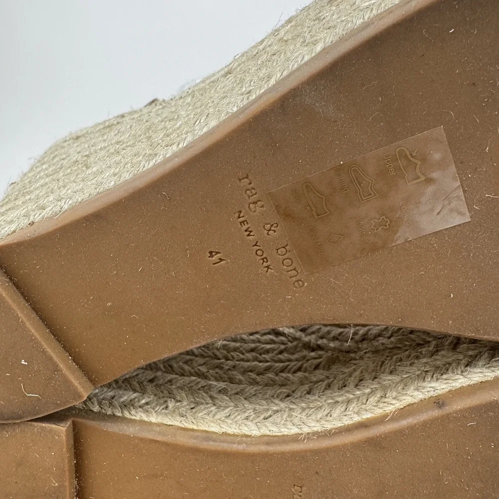 Womens Rag & and Bone Anteros Beige Suede Wedge Espadrille Suede Shoes Size 41